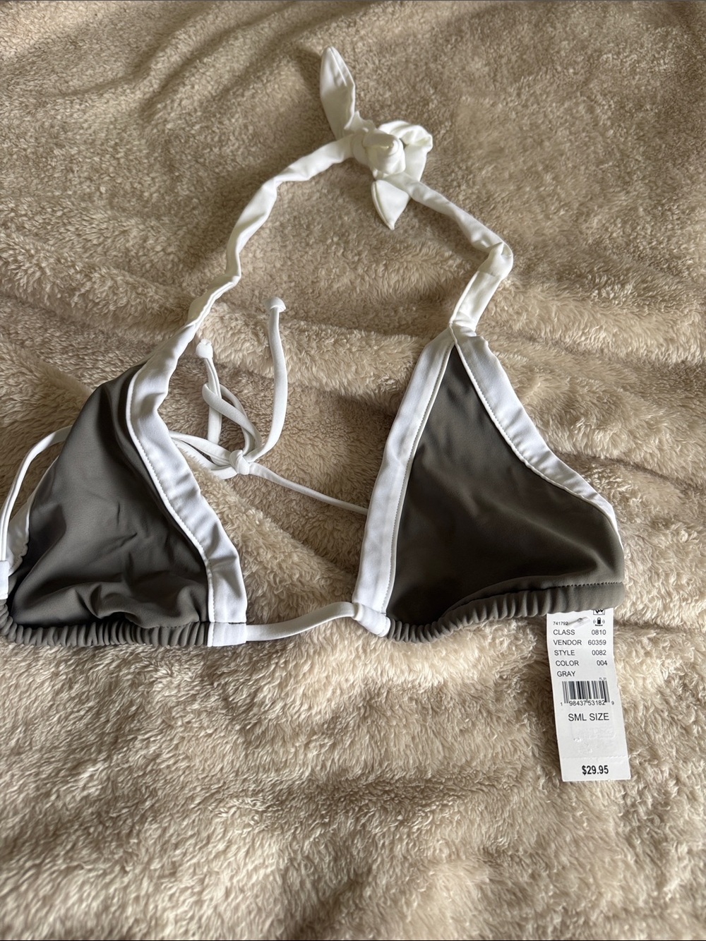 PacSun Gray Triangle Bikini Top with White Trim